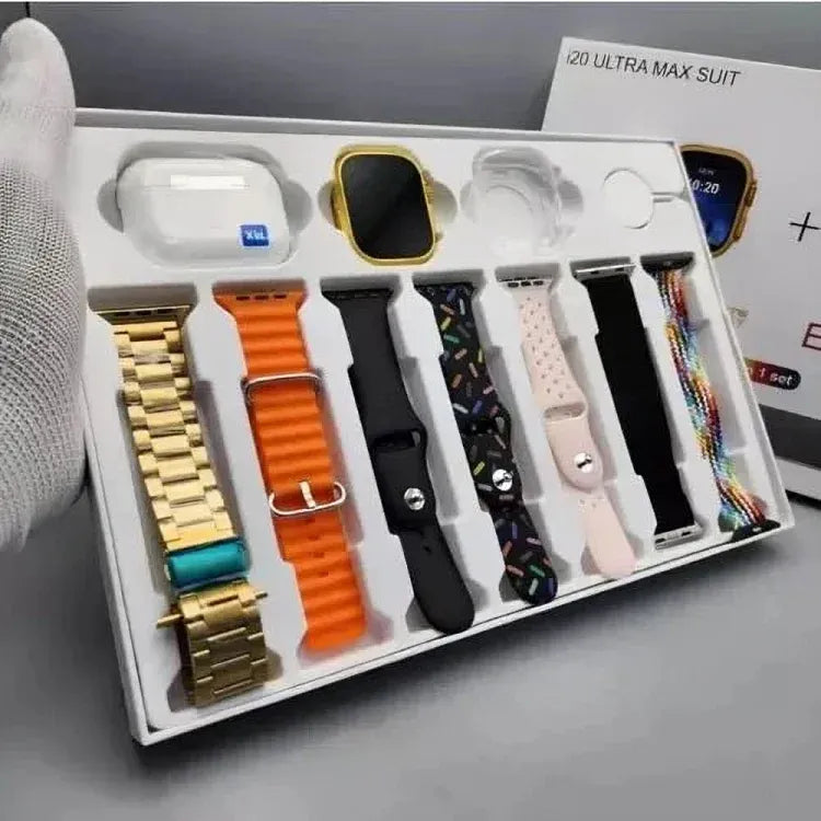 i20 ultra smart watch with earbuds and 7 straps - Clever Kart